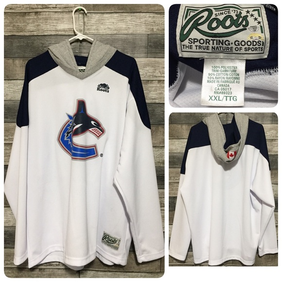 Roots Canada Vancouver Canucks Hockey Jersey Hooded Men’s XXL White